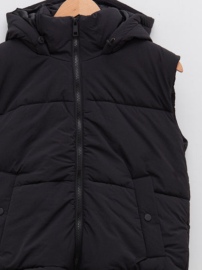 Women's Hooded Plain Puffer Vest