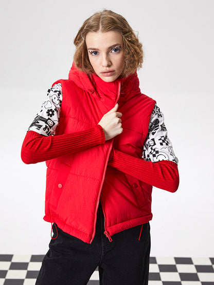 Women's Hooded Plain Puffer Vest