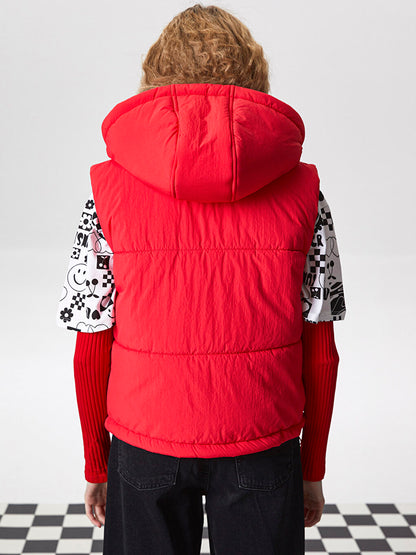 Women's Hooded Plain Puffer Vest