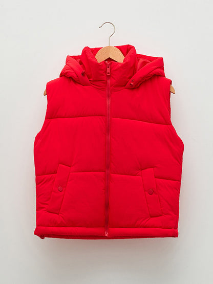 Women's Hooded Plain Puffer Vest