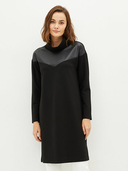 Turtleneck Plain Long Sleeve Women's Tunic