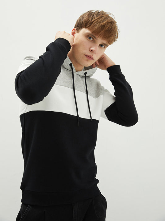 Long Sleeve Color Blocked Men's Hoodie