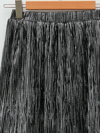 Sparkly Girl's Pleated Skirt with Elastic Waist