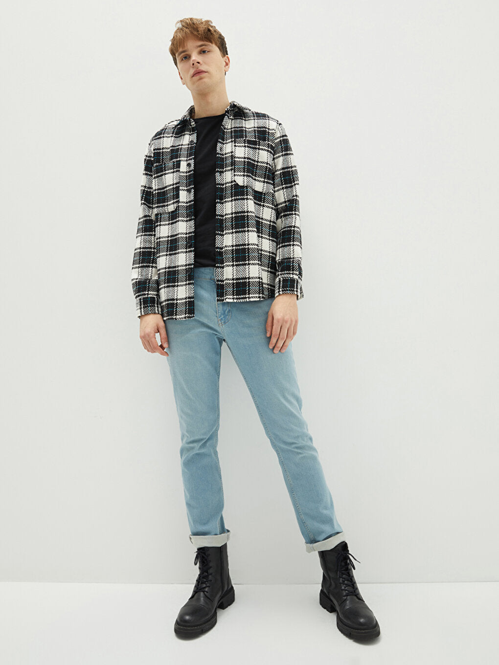 Regular Fit Long Sleeve Plaid Men's Lumberjack Shirt Jacket