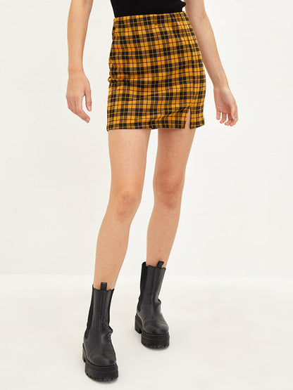 Tight Fit Plaid Women's Mini Skirt