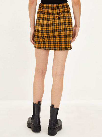 Tight Fit Plaid Women's Mini Skirt