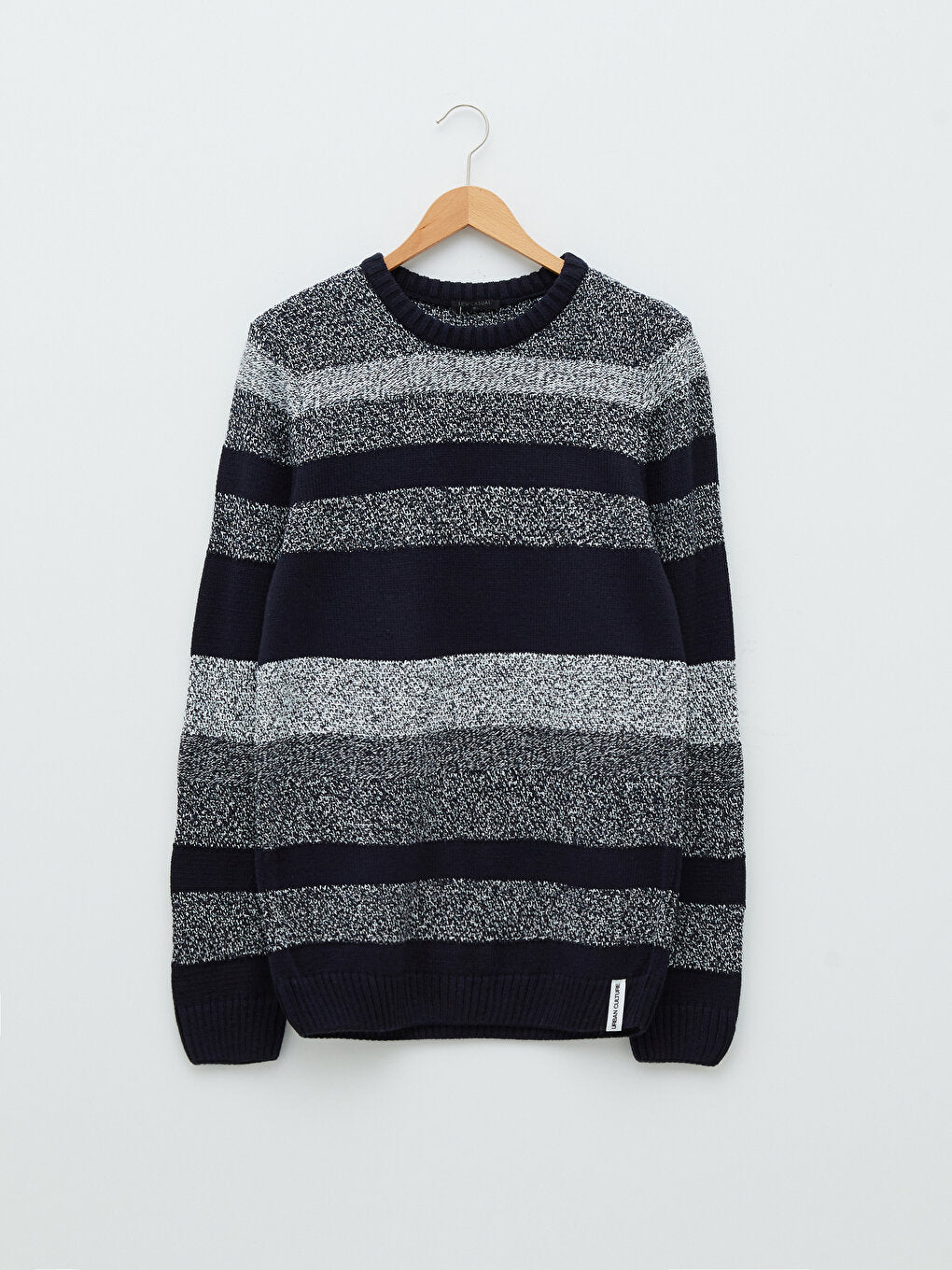 Crew Neck Long Sleeve Striped Men's Knitwear Sweater