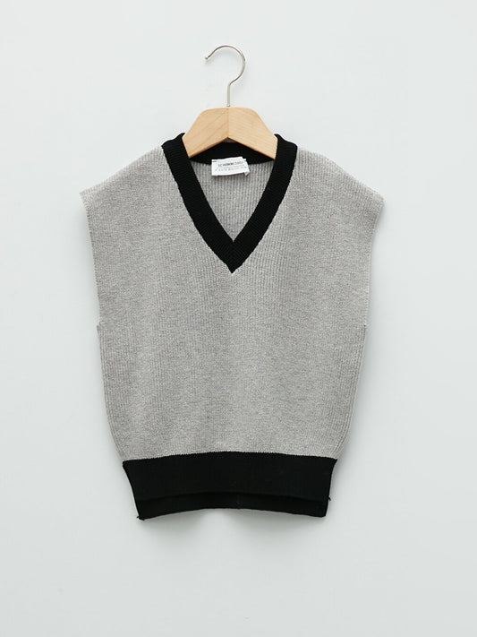 V-Neck Basic Baby Boy Knitwear Sweater