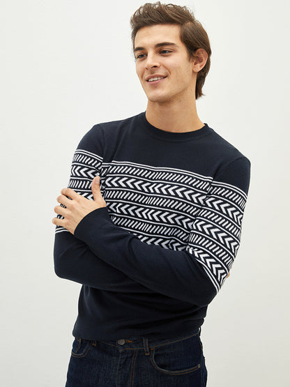 Crew Neck Long Sleeve Men's Knitwear Sweater