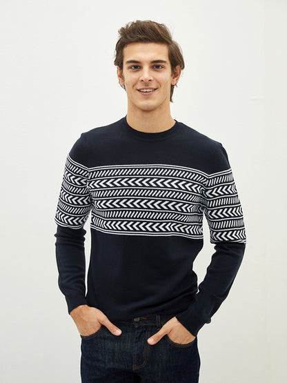 Crew Neck Long Sleeve Men's Knitwear Sweater