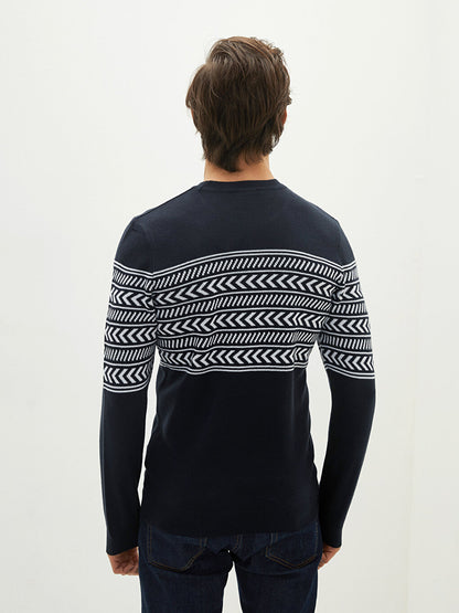 Crew Neck Long Sleeve Men's Knitwear Sweater