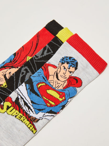 Superman Patterned Boy Socks 3-pack