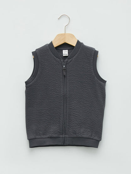 Crew Neck Baby Boy Zipper Vest