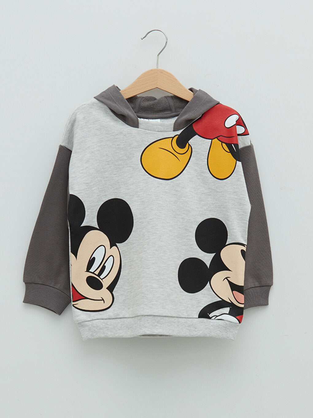 Hooded Long Sleeve Mickey Mouse Printed Baby Boy Sweatshirt and Jogger Pants 2-Piece Set