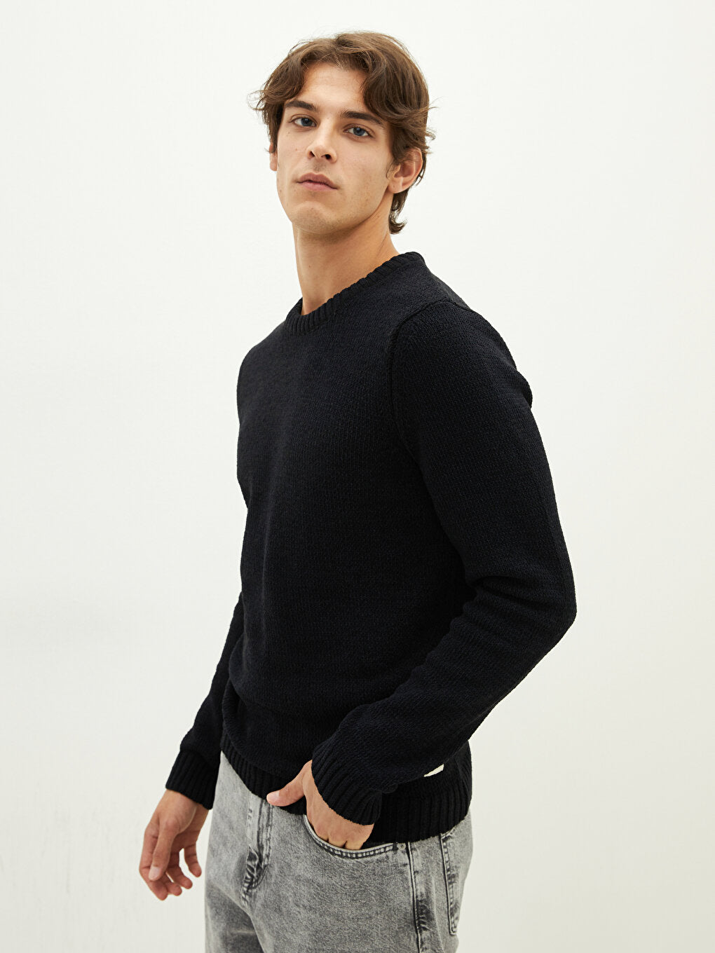 Crew Neck Long Sleeve Men's Knitwear Sweater