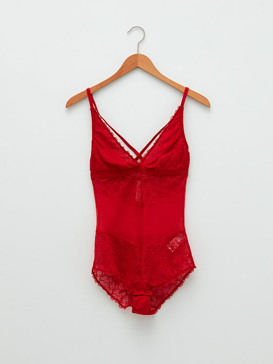 V-Neck Embroidered Strappy Snap-On Body