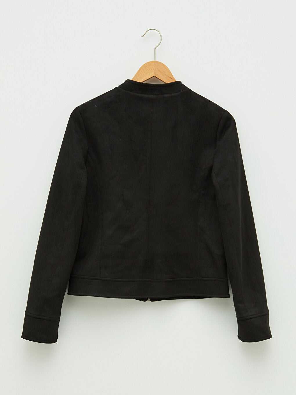 High Collar Long Sleeve Plain Women's Zipper Jacket