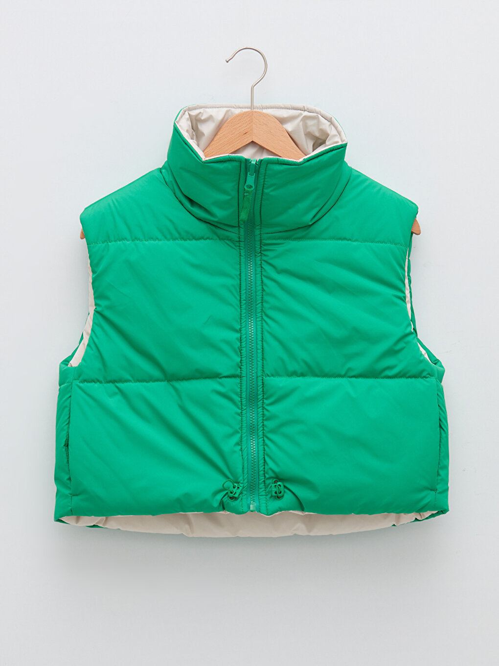 Stand-up Collar Flat Pocket Detailed Double-Sided Women's Puffer Vest