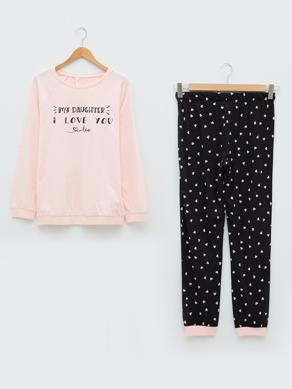 Crew Neck Printed Long Sleeve Cotton Women's Pajama Set