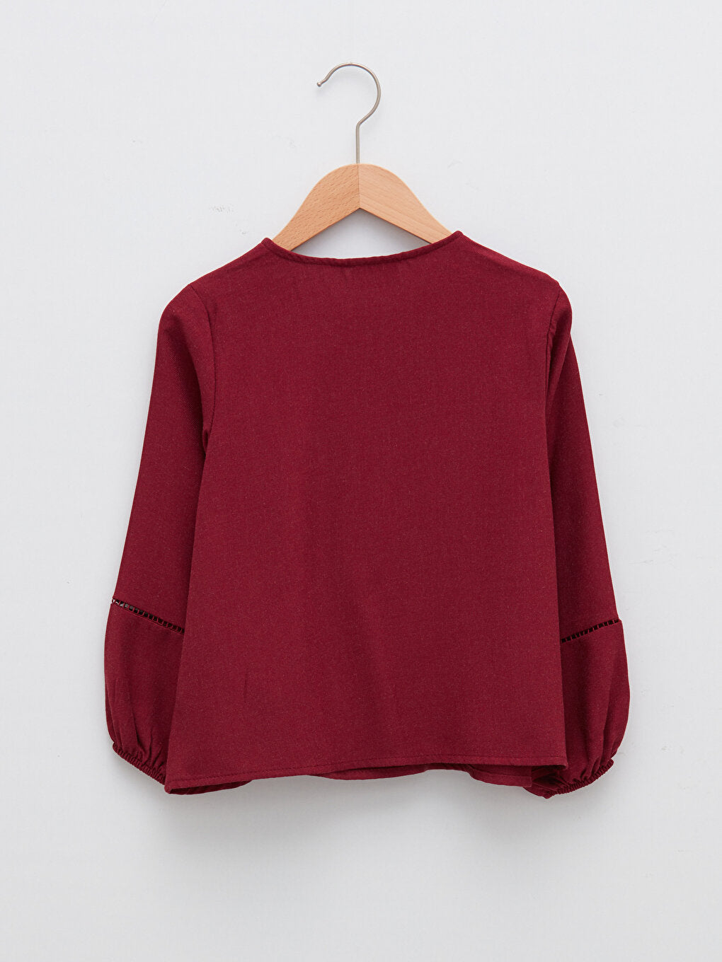 Crew Neck Ruffle Detailed Long Sleeve Viscose Girl's Blouse