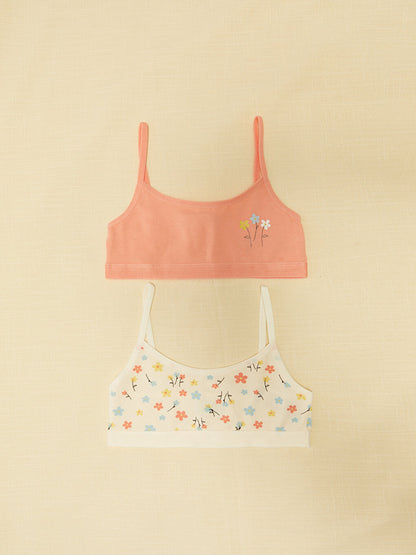 Printed Strappy Organic Cotton Girl's Bustier Set of 2