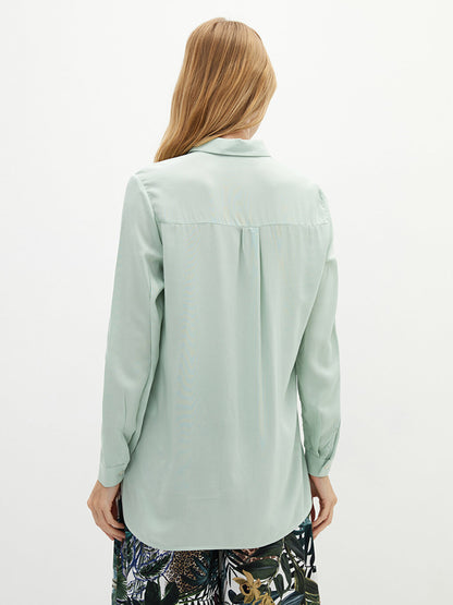 Front Button Closure Long Sleeve Viscose Women's Shirt