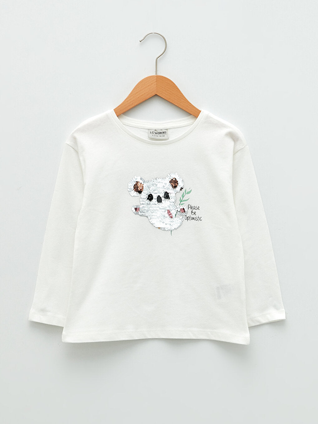 Crew Neck Reversible Sequined Long Sleeve Girl's T-Shirt