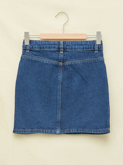 Embroidery Detailed Girl's Jean Skirt