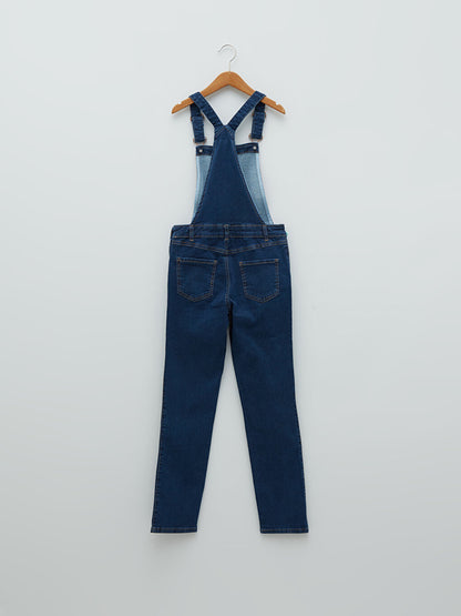 Square Neck Basic Strappy Girls Jean Salopet