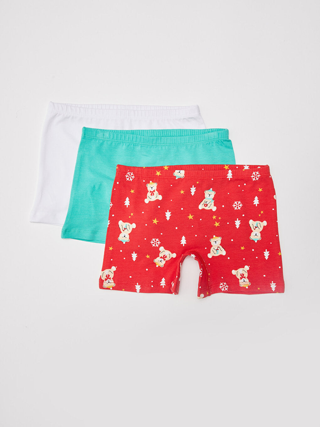 New Year's Themed Cotton Girls' Boxer 3-Piece