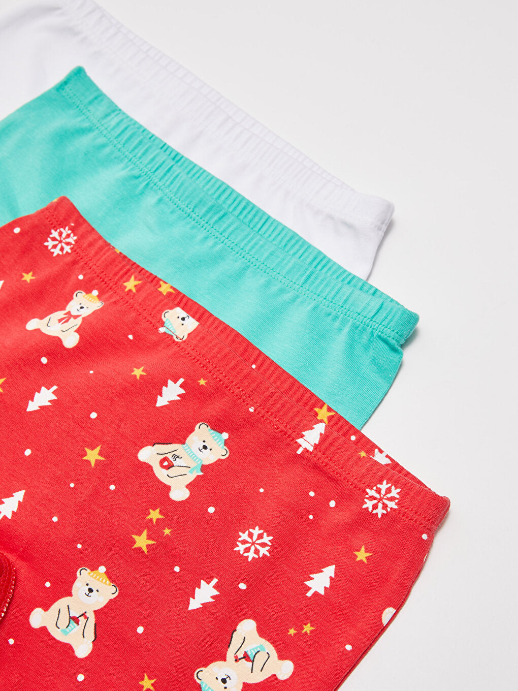 New Year's Themed Cotton Girls' Boxer 3-Piece