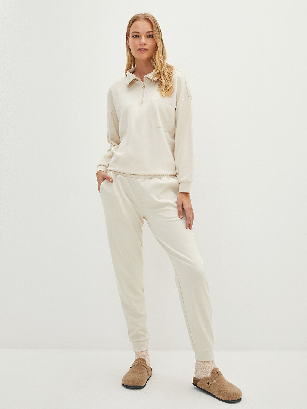 Women's Pajama Bottom with Elastic Waist and Pocket Detail