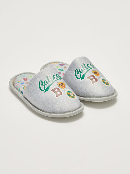 Slogan Printed Closed Front Boys' House Slippers