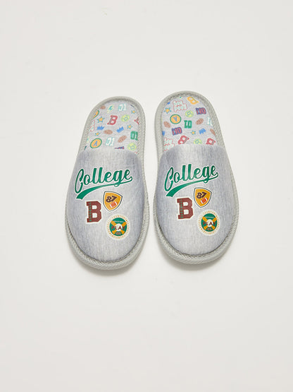 Slogan Printed Closed Front Boys' House Slippers