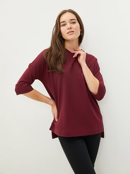 Crew Neck Plain Short Sleeve Women's Sweatshirt