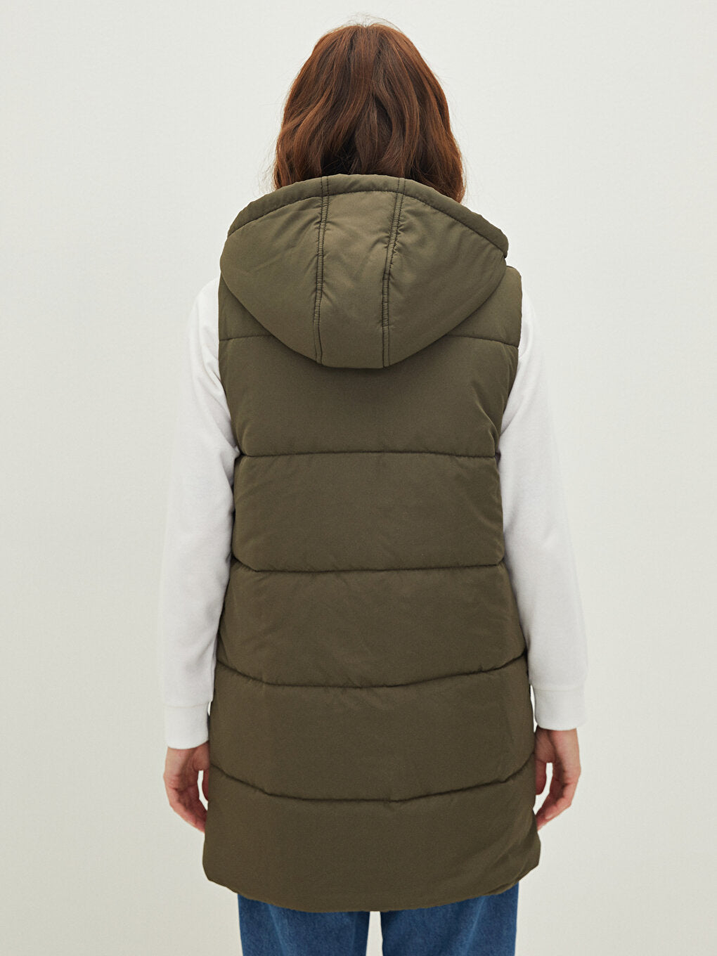 Hooded Collar Sleeveless Plain Pocket Detailed Women's Vest