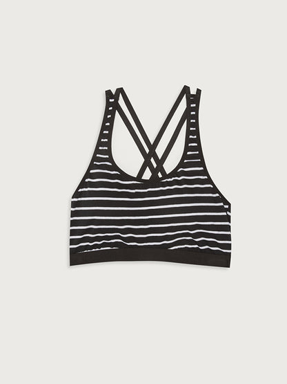 Non-wired Cross Strap Striped Cotton Bustier