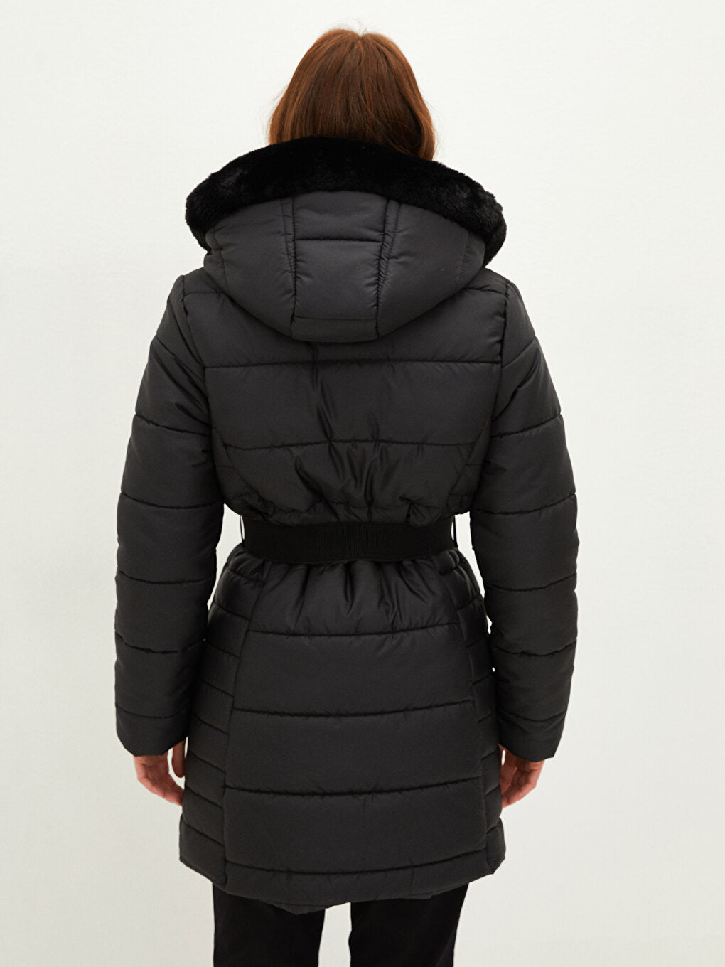 Hooded Plain Pocket Detailed Long Sleeve Thick Women's Puffer Coat