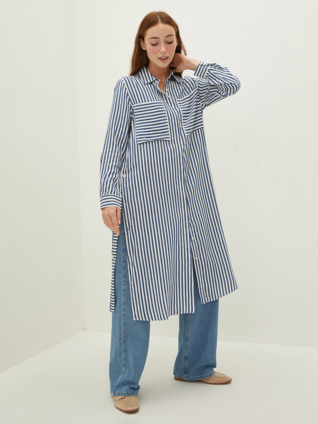 Striped Long Sleeve Women's Shirt Tunic