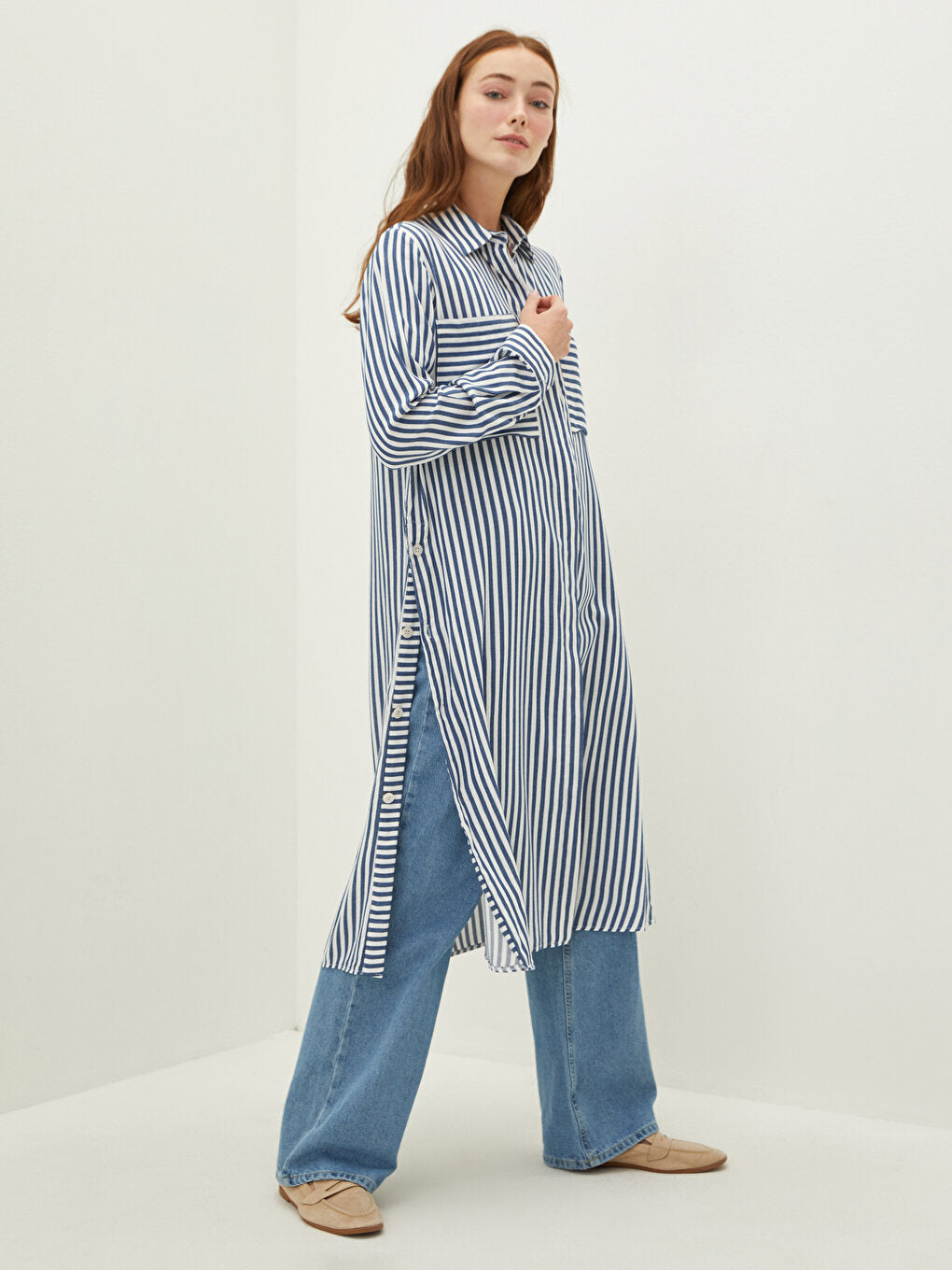 Striped Long Sleeve Women's Shirt Tunic