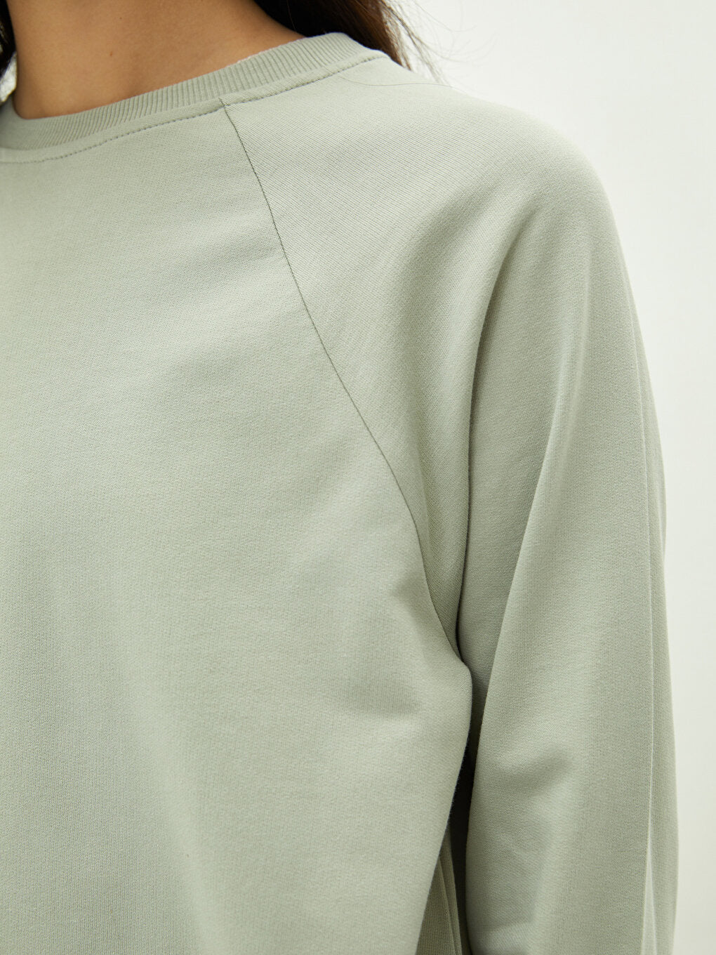 Crew Neck Plain Long Sleeve Cotton Women's Sweatshirt Tunic