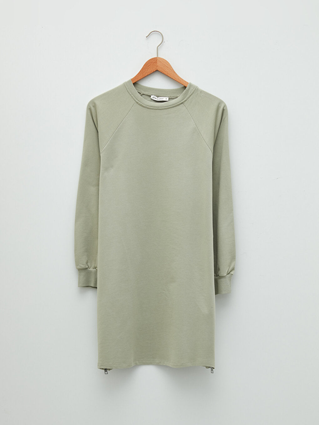 Crew Neck Plain Long Sleeve Cotton Women's Sweatshirt Tunic