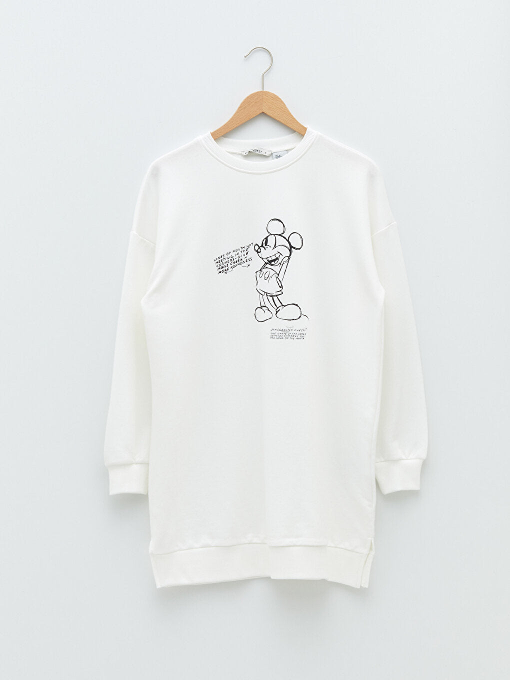 Crew Neck Mickey Mouse Printed Long Sleeve Women's Sweatshirt Tunic