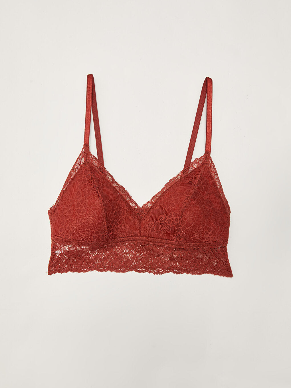 Non-wireless Padding Lace Detailed Bralette