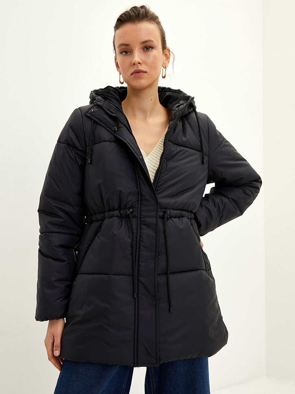 Women's Hooded Plain Puffer Coat