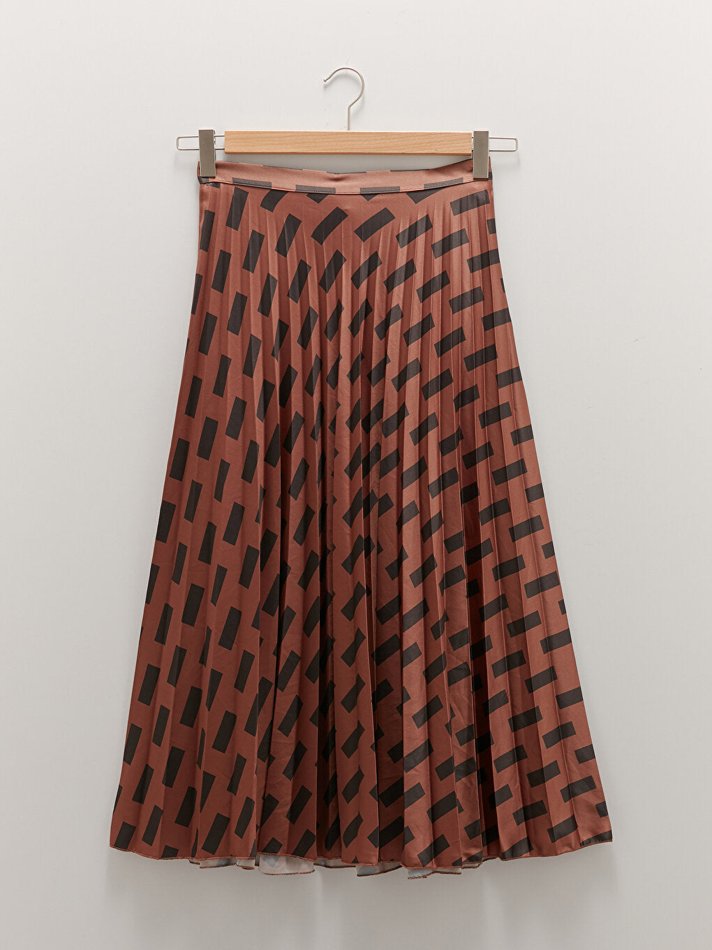 Patterned Satin Fabric Women's Pleated Skirt