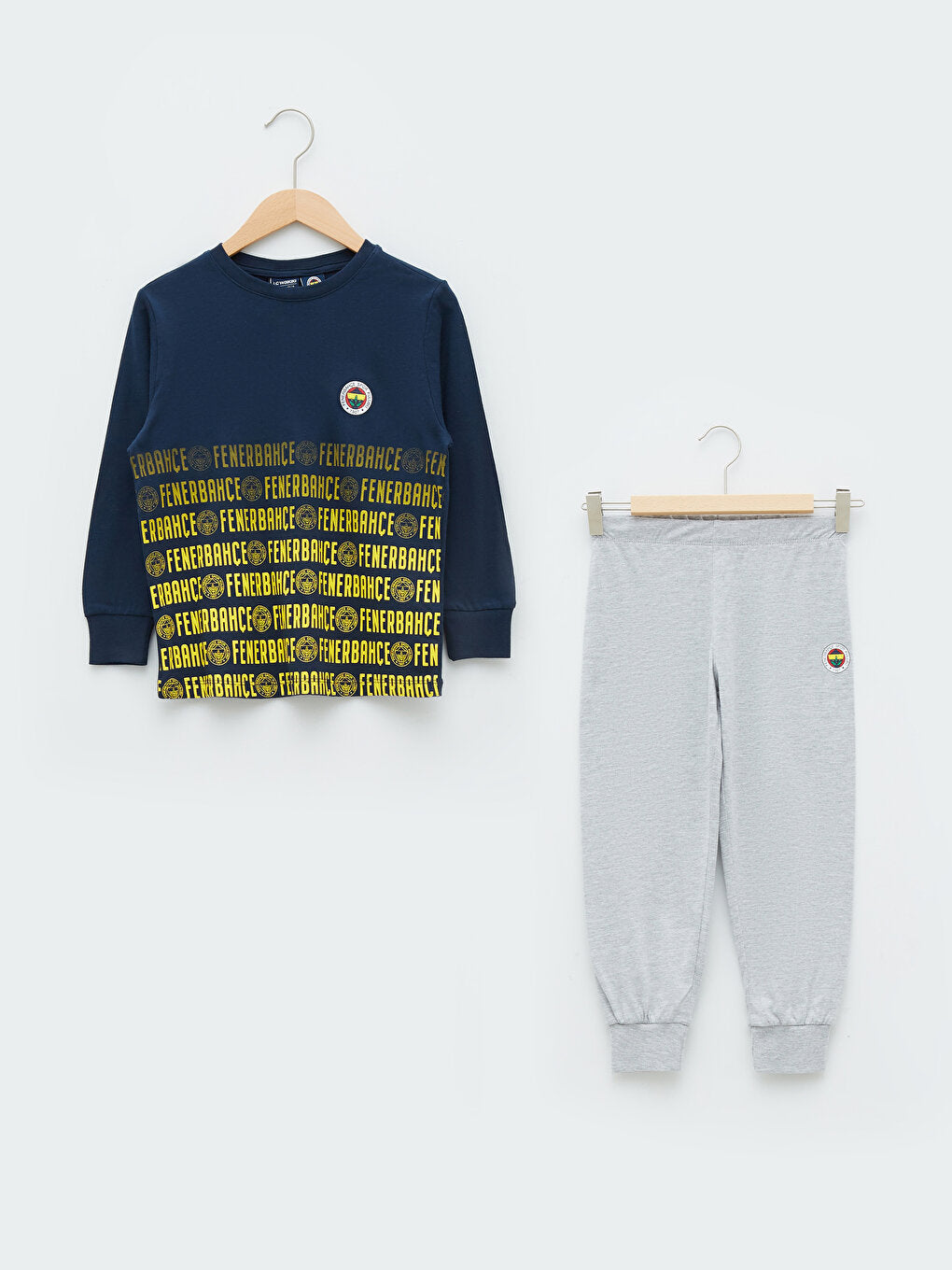 Crew Neck Fenerbahçe Printed Long Sleeve Boys Fan Pajama Set