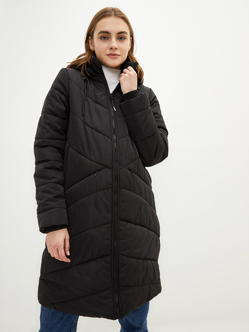 Women's Hooded Plain Puffer Coat