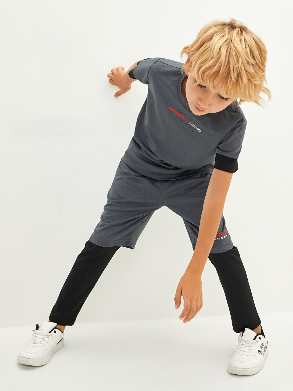 Printed Boys' Tights Shorts with Elastic Waist