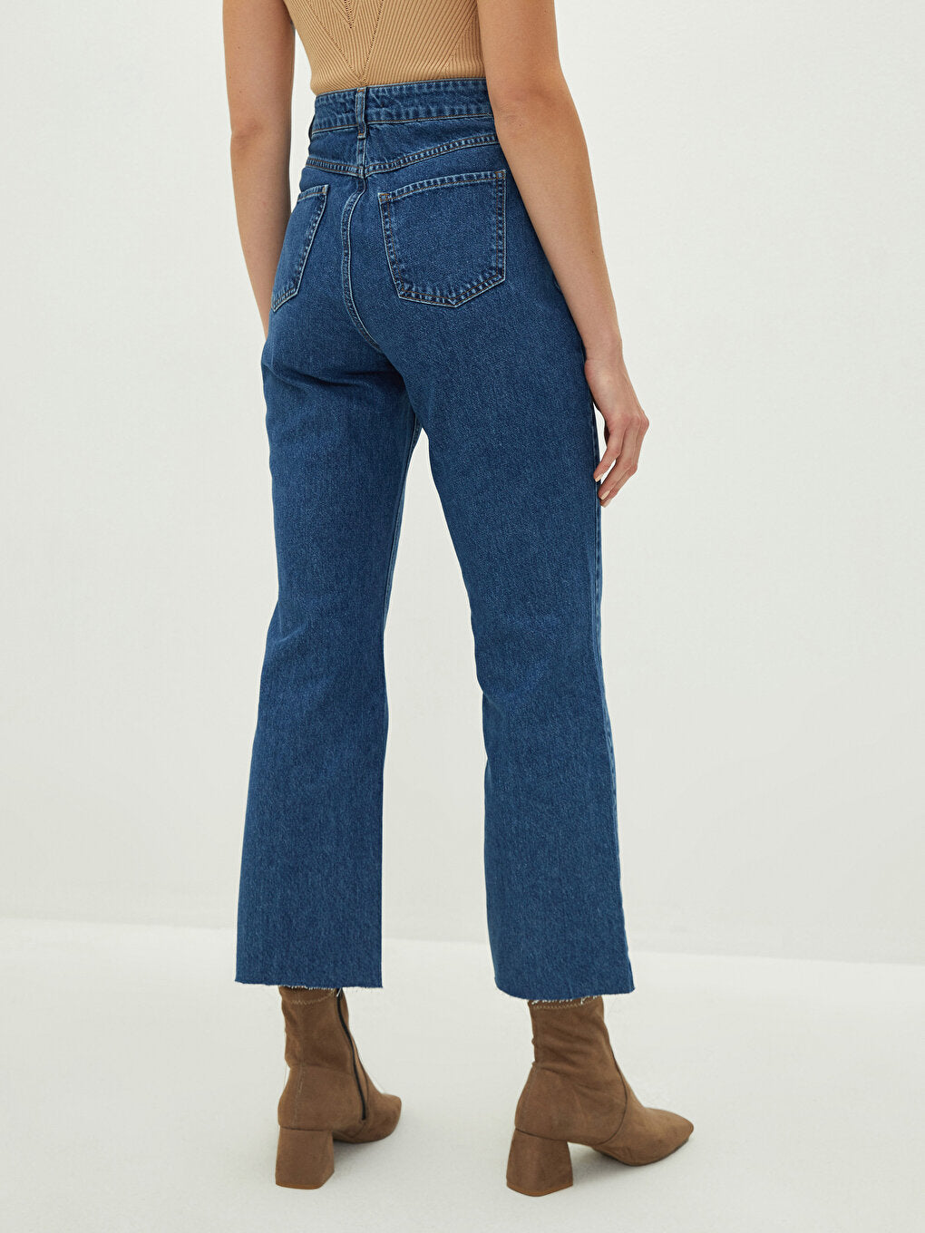 High Waist Standard Fit Women's Rodeo Jean Trousers with Pocket Detail